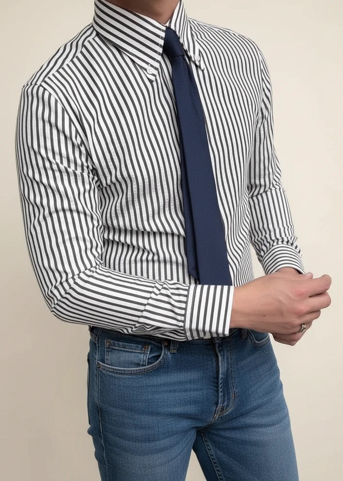Men's Striped Button-Up Shirt