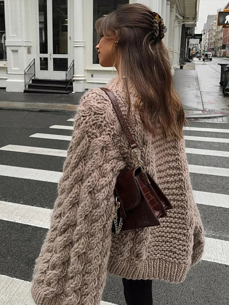 Women's Oversized Cable Knit Sweater - Image 2