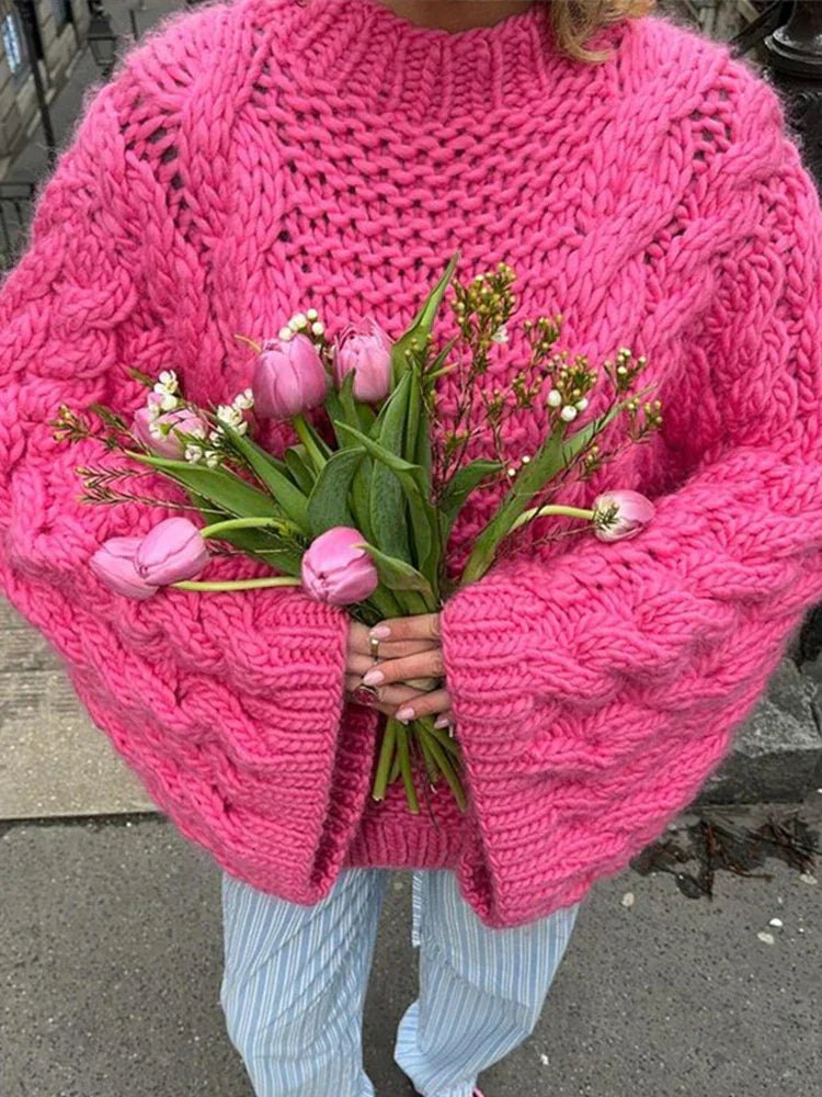 Women's Oversized Cable Knit Sweater - Image 5