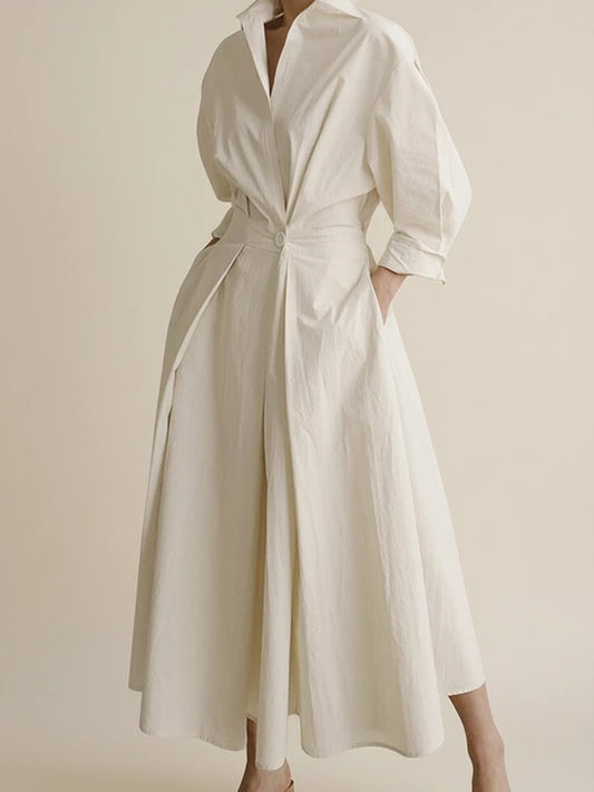 Women's Belted A-Line Midi Dress