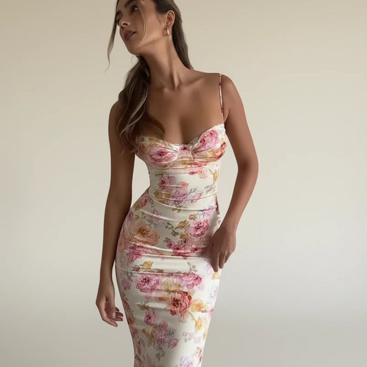 Women's Floral Bodycon Midi Dress