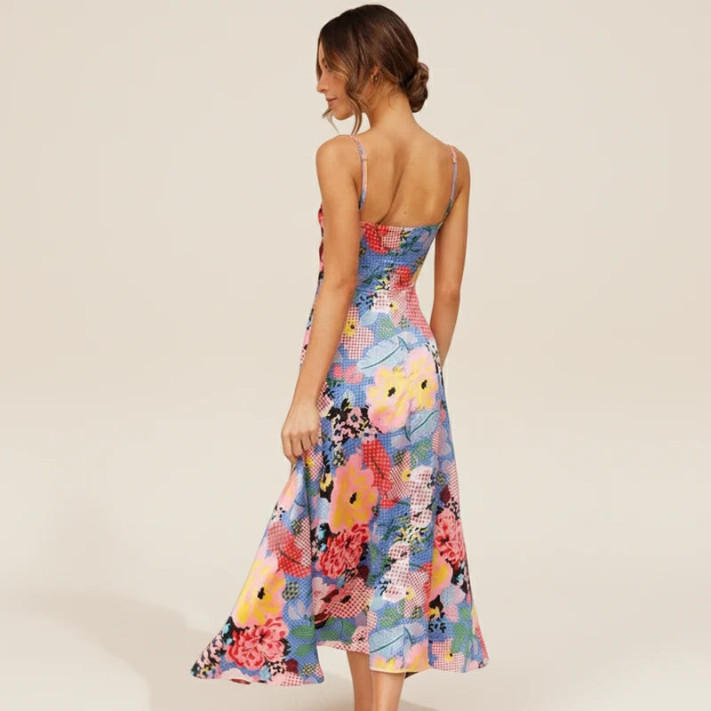 Women's Floral Cutout Midi Dress