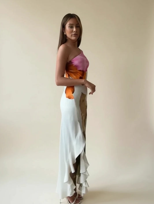 Women's One-Shoulder Slip Maxi Dress