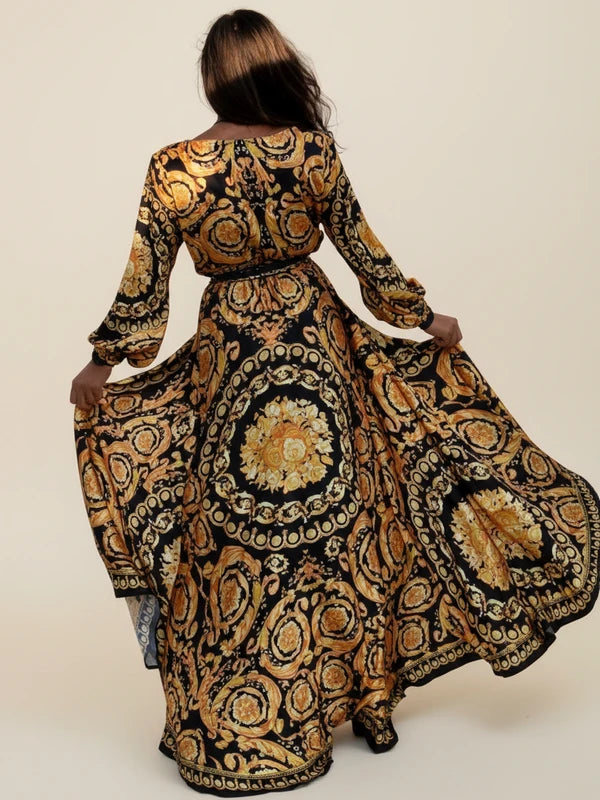 Women's Printed Wrap Maxi Dress