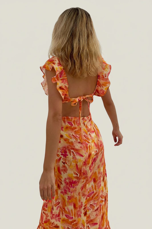 Women's Ruffle Floral Maxi Dress