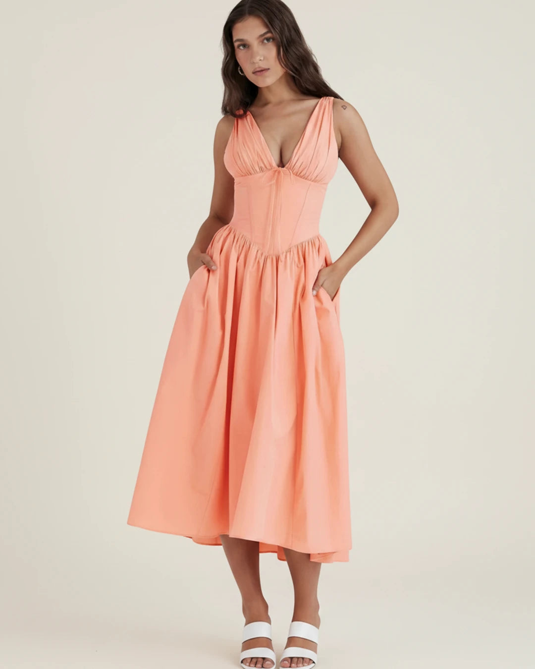 Women's Sleeveless A-Line Midi Dress