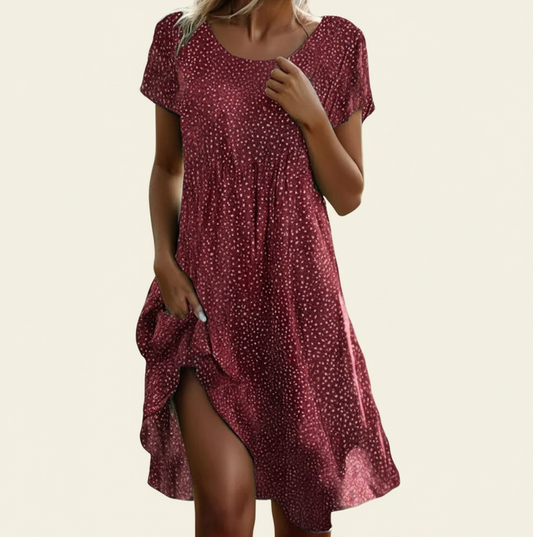 Women's Short Sleeve A-Line Mini Dress
