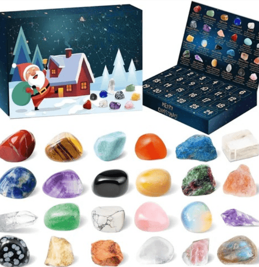 Advent Calendar with 24 Real Gemstones for Young Explorers