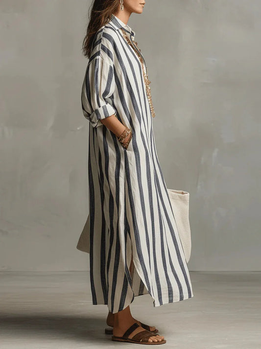 Amaris Linen Long Shirt Dress