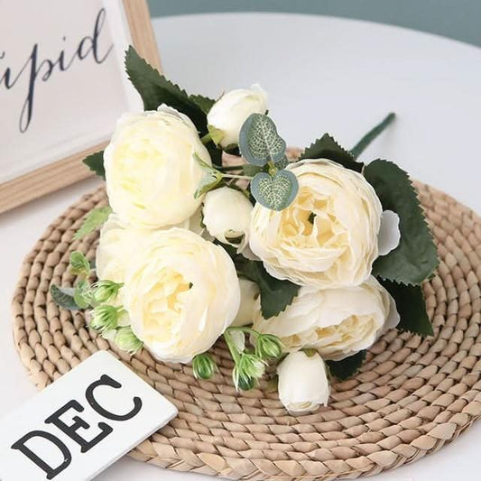 Artificial Peony Bouquet with Blossoms and Buds