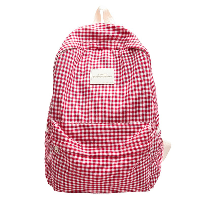 Casual Checked School Backpack