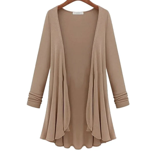 Casual Long-Sleeved Ruffled Cardigan