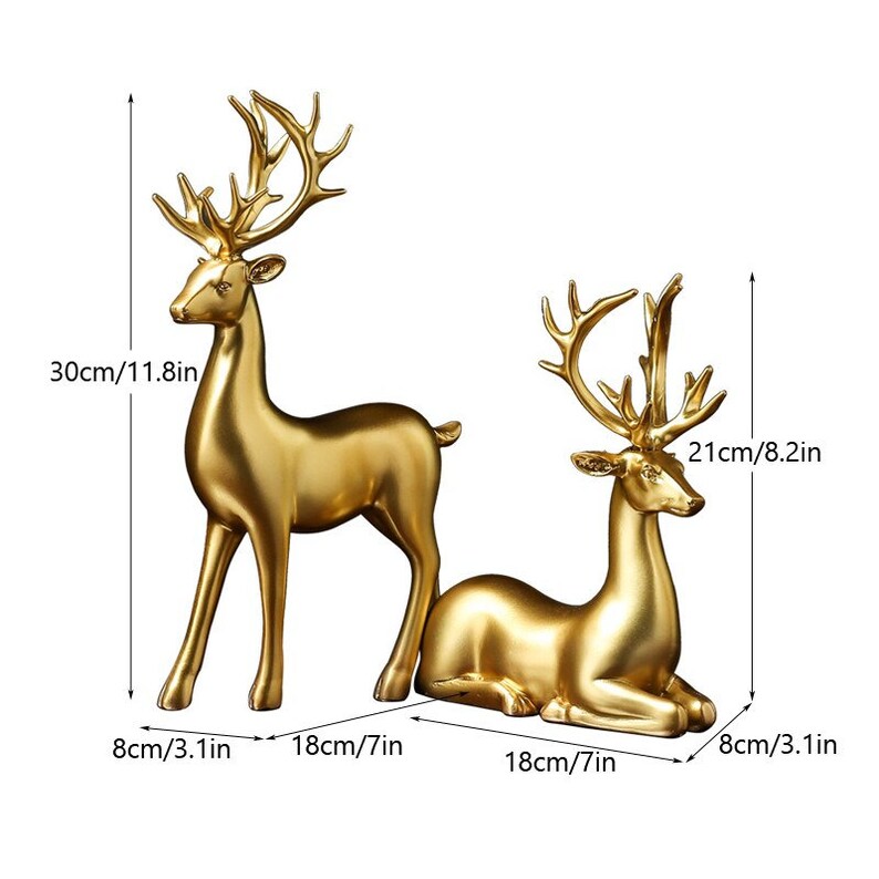 Closora | Golden Couple Deer Figurines