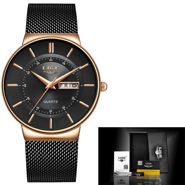 Closora | Luxury Men’s Ultra-Thin Waterproof Stainless Steel Quartz Watch – Elegant Date Display Sports Wristwatch