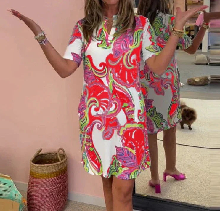 Emma | Slim Fit Dress with Cheerful Print