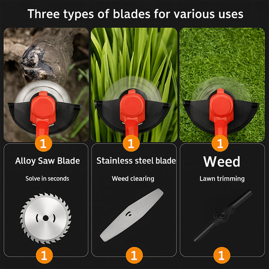 Grass Trimmer & Edger with Wheels, Telescopic Shaft & Battery