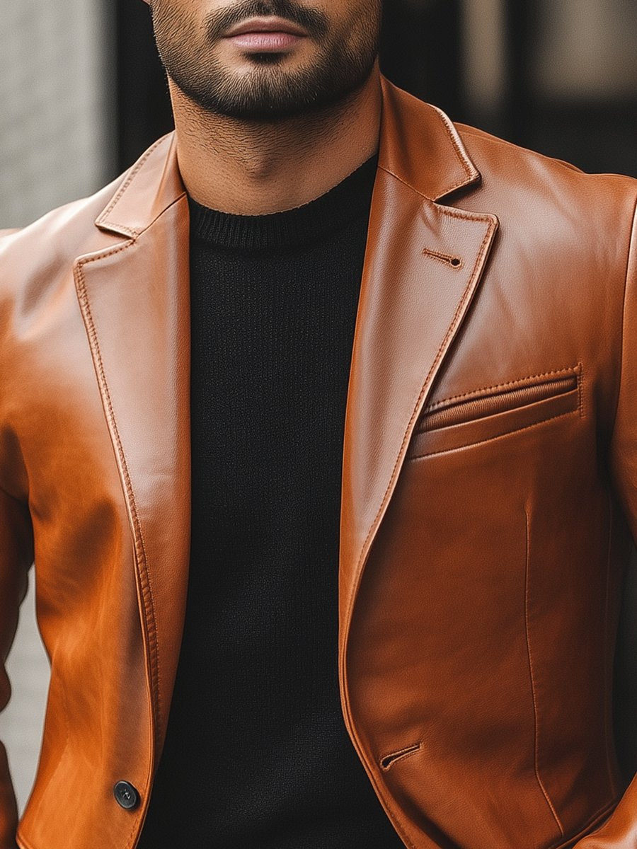 Men's Blazer Leather Jacket - Image 5