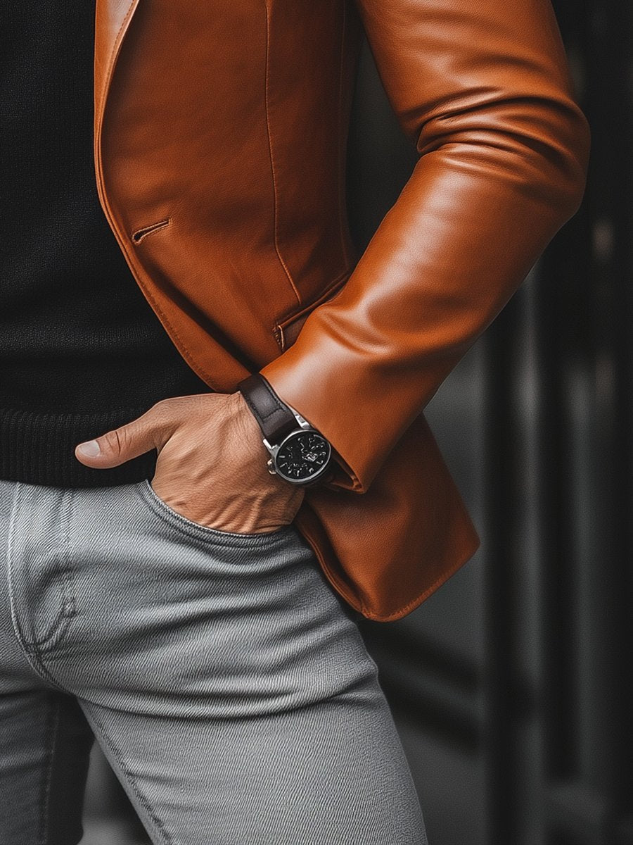 Men's Blazer Leather Jacket - Image 6