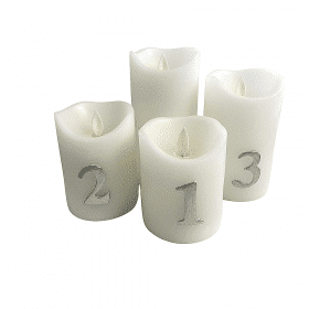 LED Advent Candles with Timer and Remote Control - Set of 4 - 3D Flame