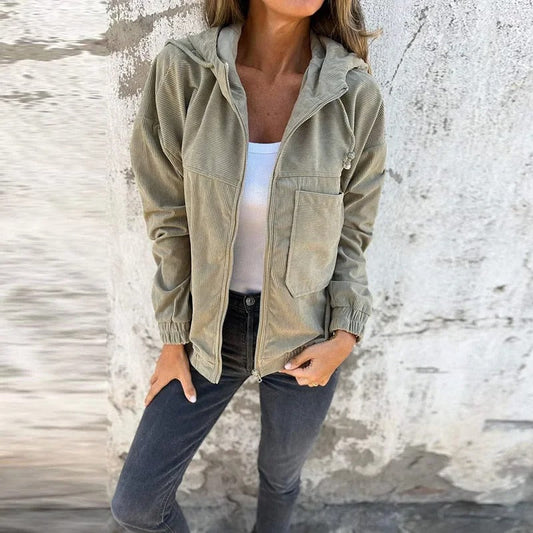 Lightweight and Sleek Women's Zip-Up Hooded Jacket