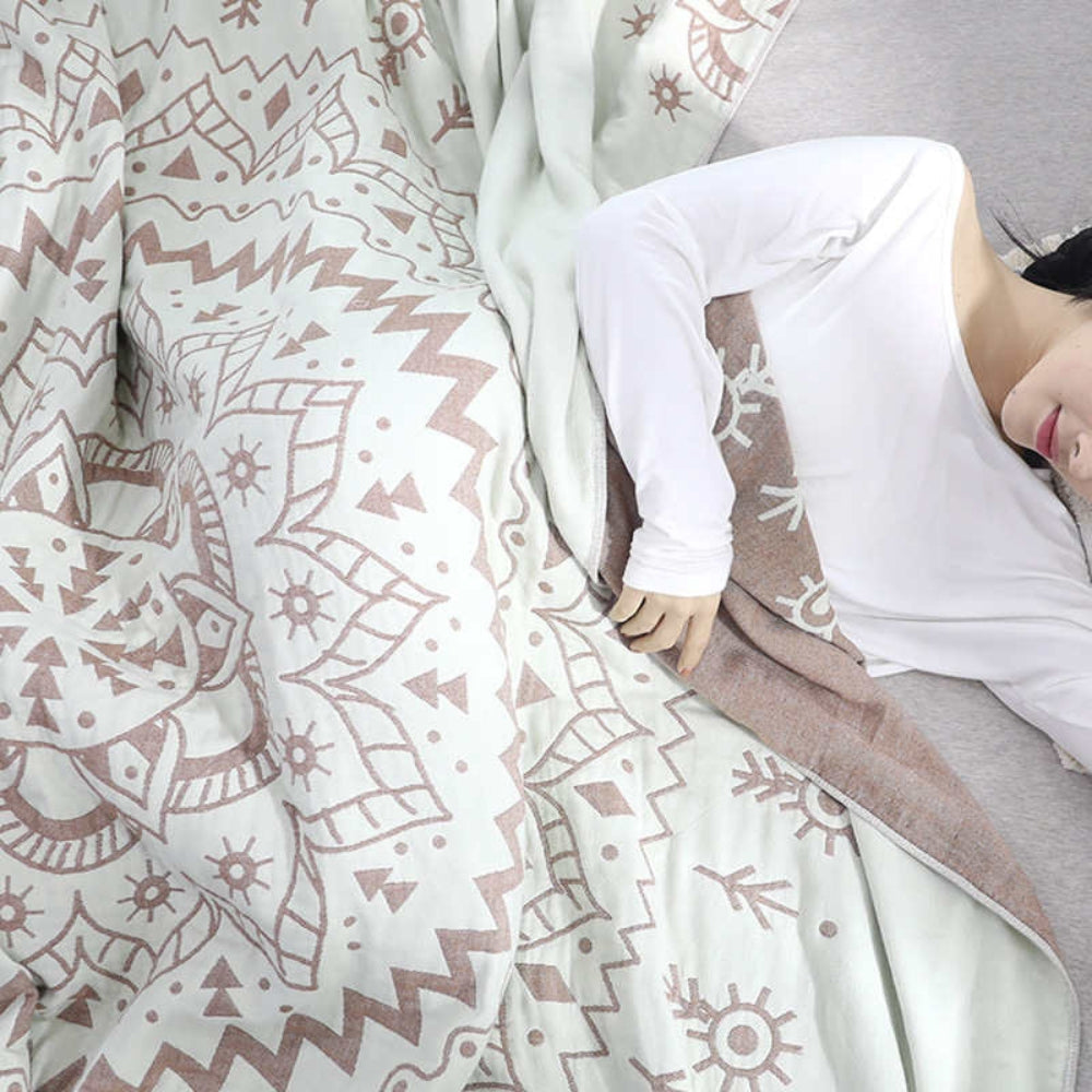 Mandala Pattern Reversible Cotton Blanket