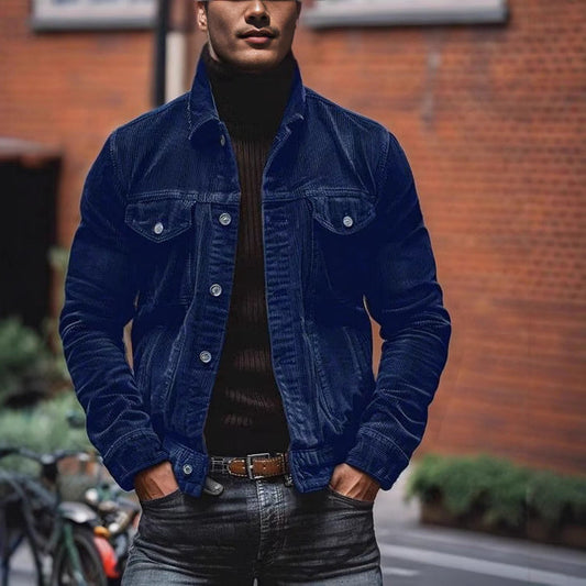 Men's Corduroy Jacket with Practical Pockets and Classic Cut