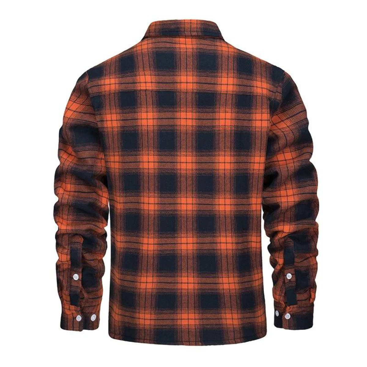 Men's Plaid Fleece-Lined Button-Up Winter Jacket