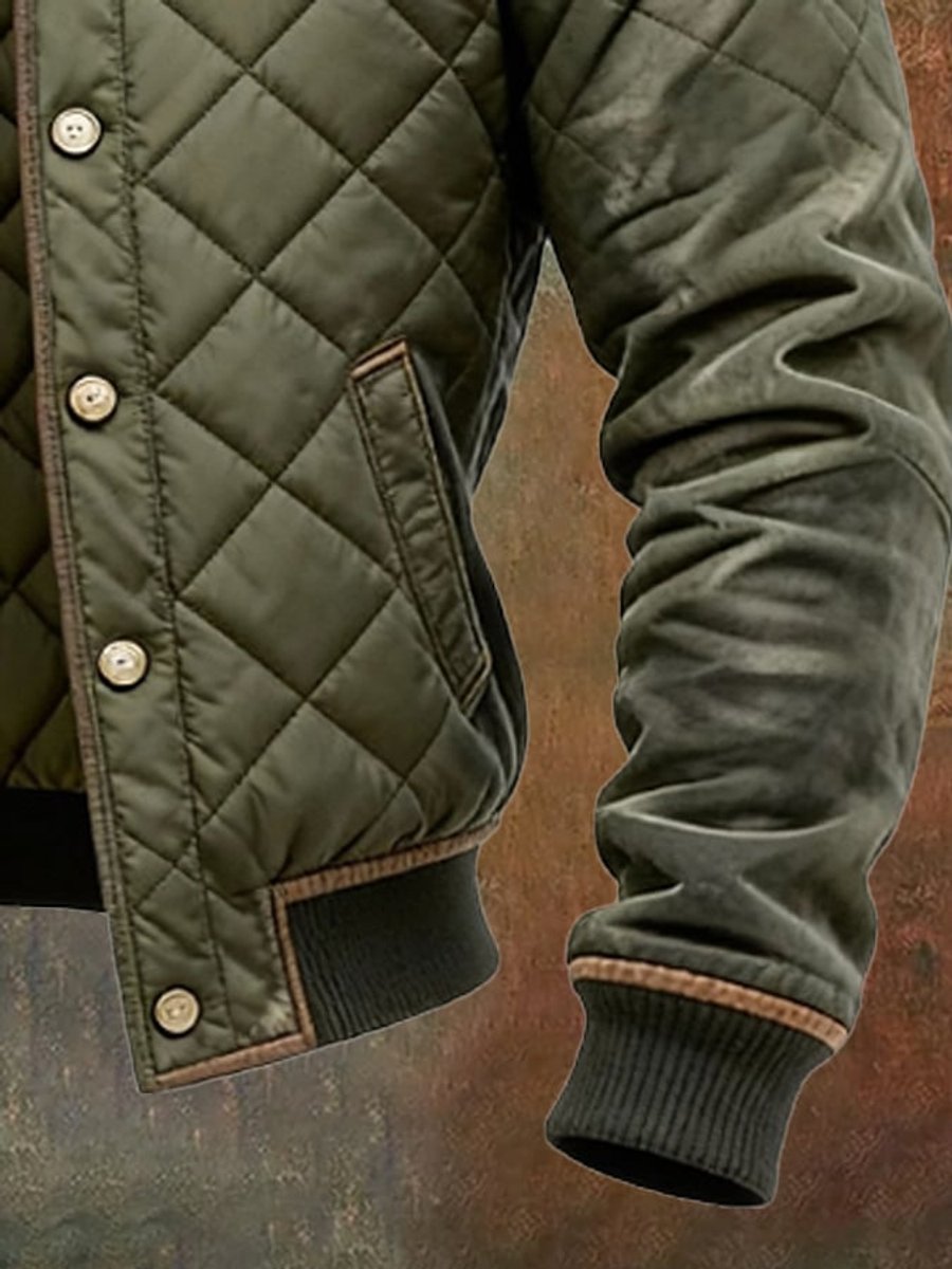 Men's Quilted Insulated Stand-Collar Bomber Jacket