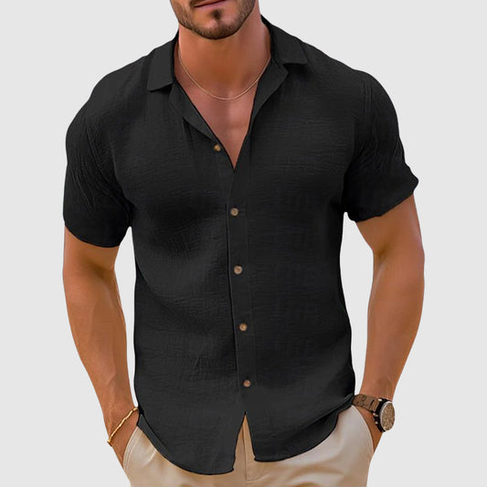 Image of Men's Button-Down Camp Collar Polo Shirt