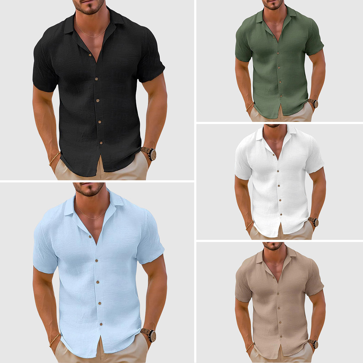 Image of Men's Button-Down Camp Collar Polo Shirt