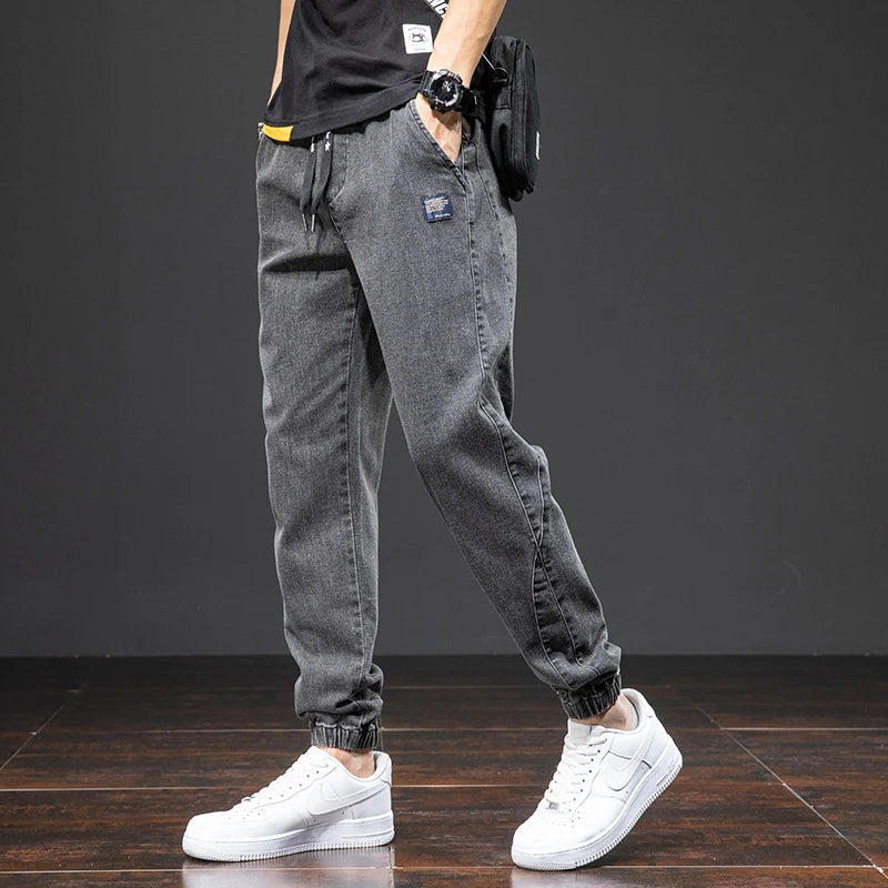 Image of Men's Drawstring Denim Jogger Pants