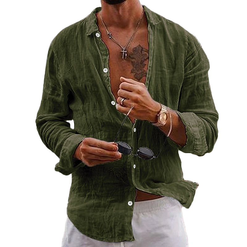 Image of Men's Long-Sleeve Button-Down Casual Shirt