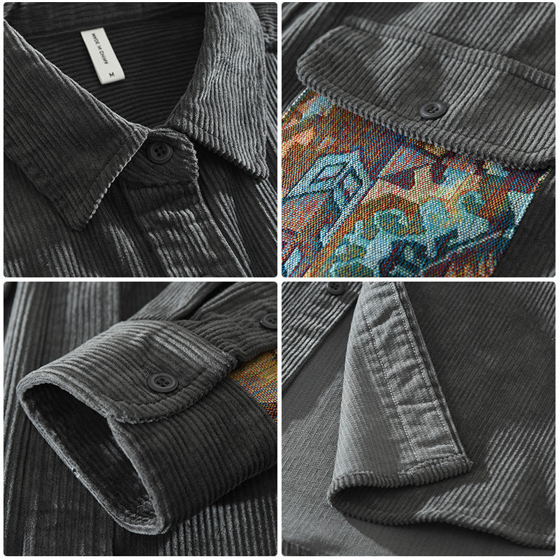 Image of Men's Patchwork Corduroy Shirt