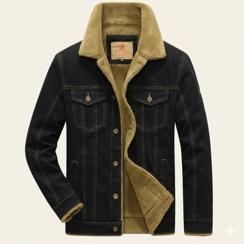 Image of Men's Sherpa Collar Denim Jacket