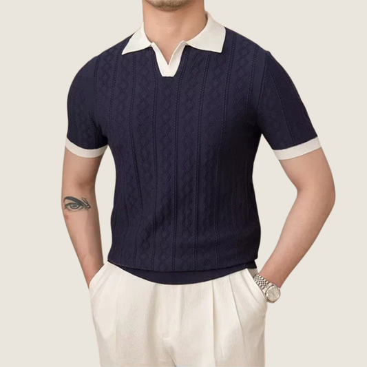 Image of Men's Textured Short Sleeve Polo Shirt