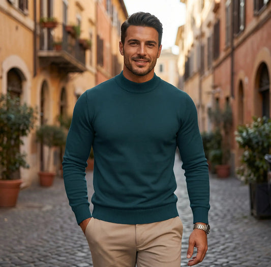 Image of Men's Turtleneck Long Sleeve Casual Shirt