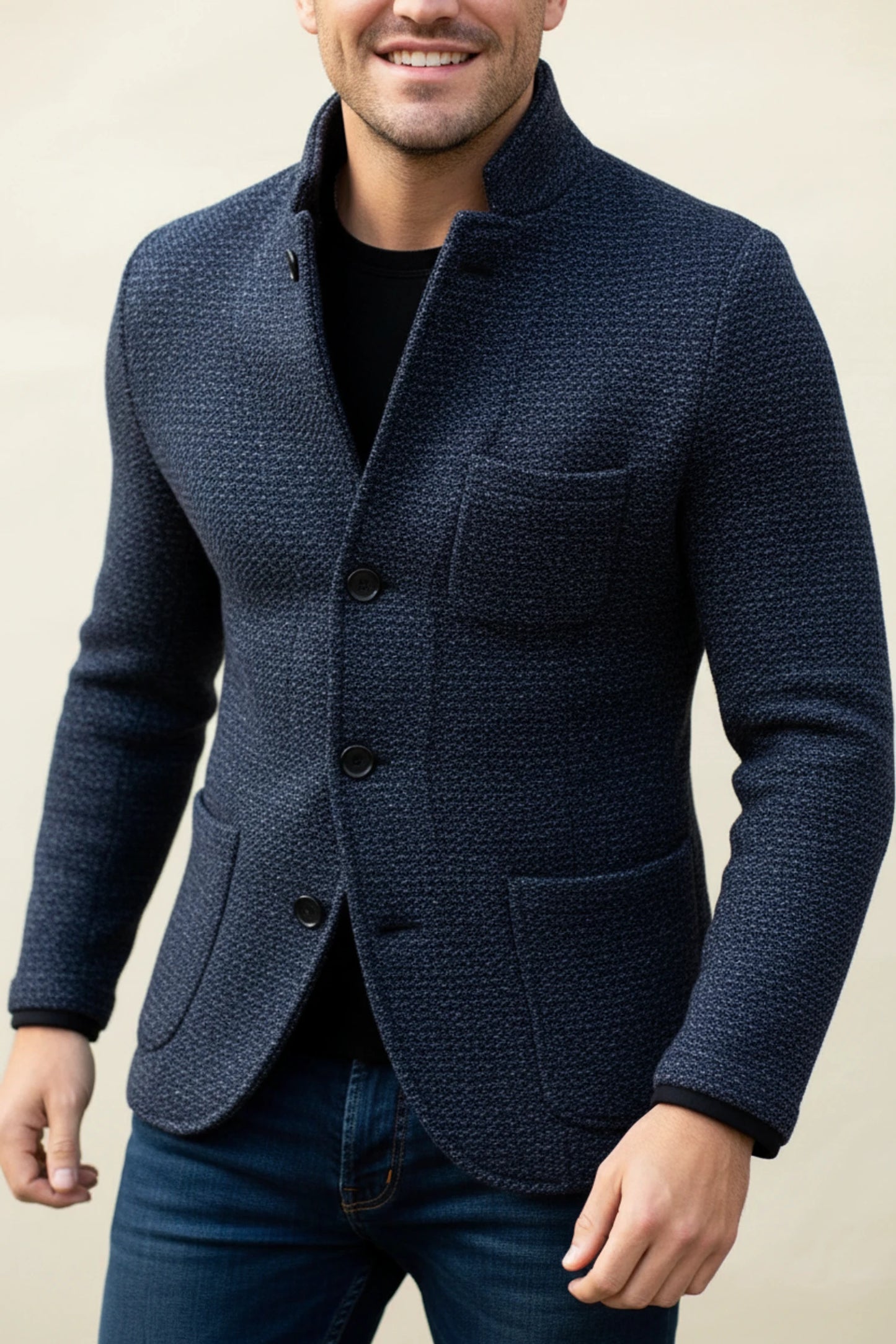 Men's Stand Collar Blazer Jacket