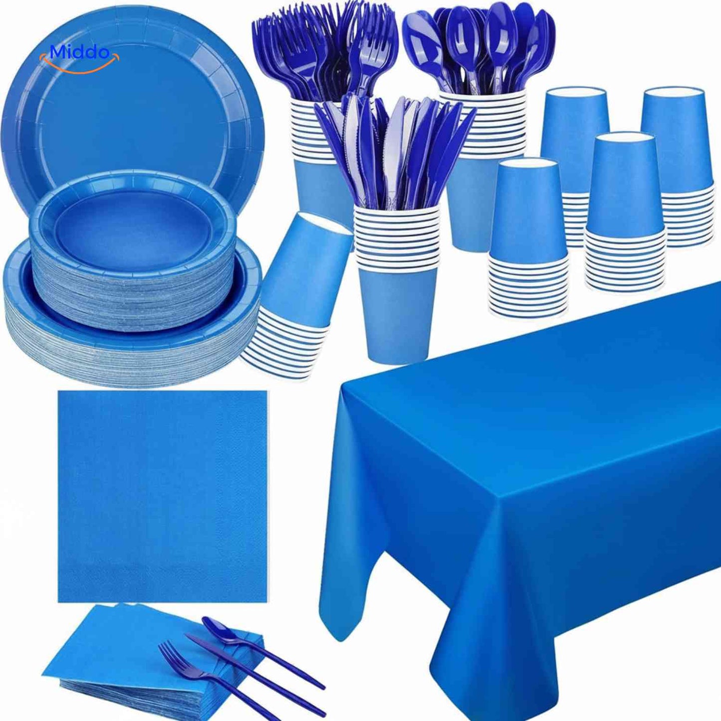 PartyLux™ Tableware Set | 141-Piece Tableware Set, Plates, Cups, Cutlery & Tablecloth