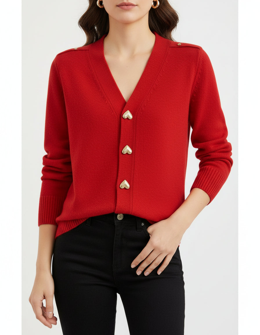 Women's Button-Front V-Neck Cardigan