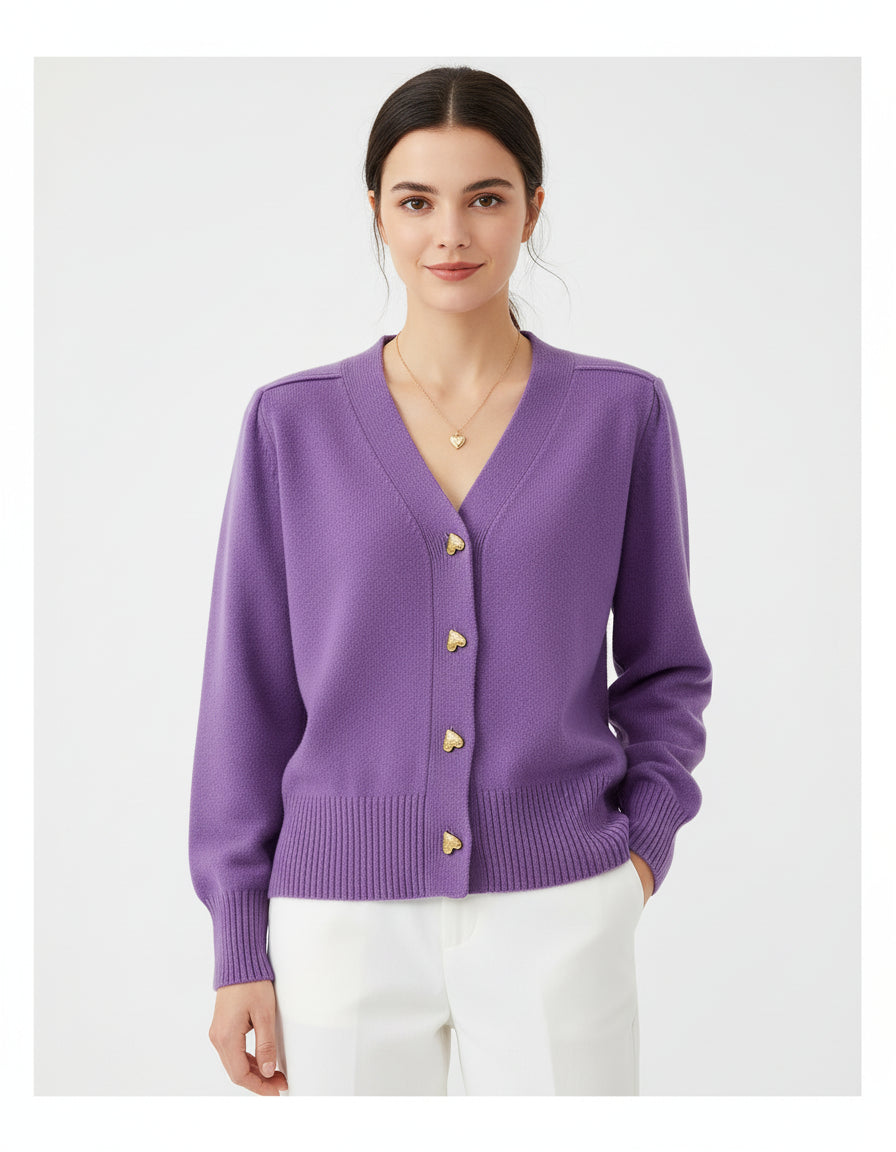 Women's Button-Front V-Neck Cardigan
