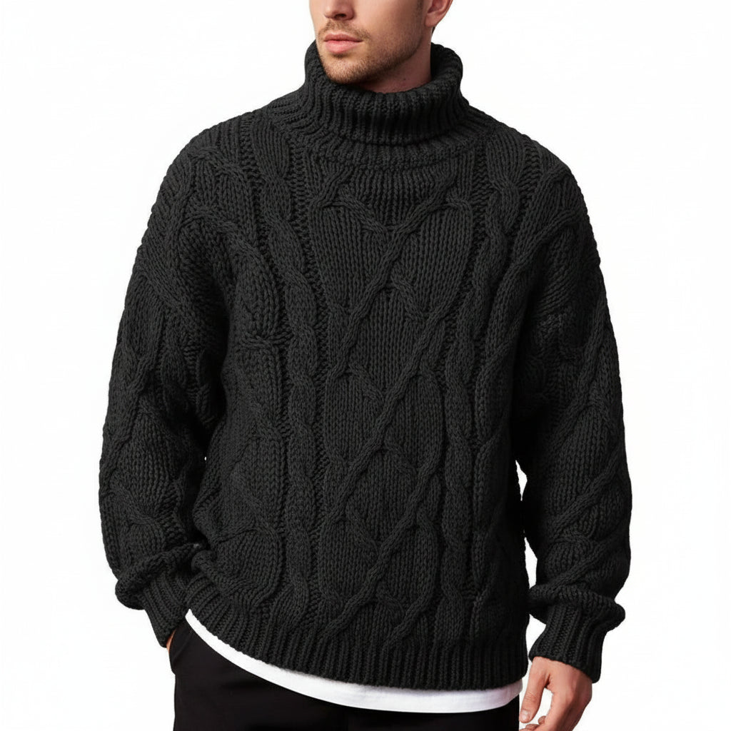 Men's Turtleneck Cable Knit Sweater