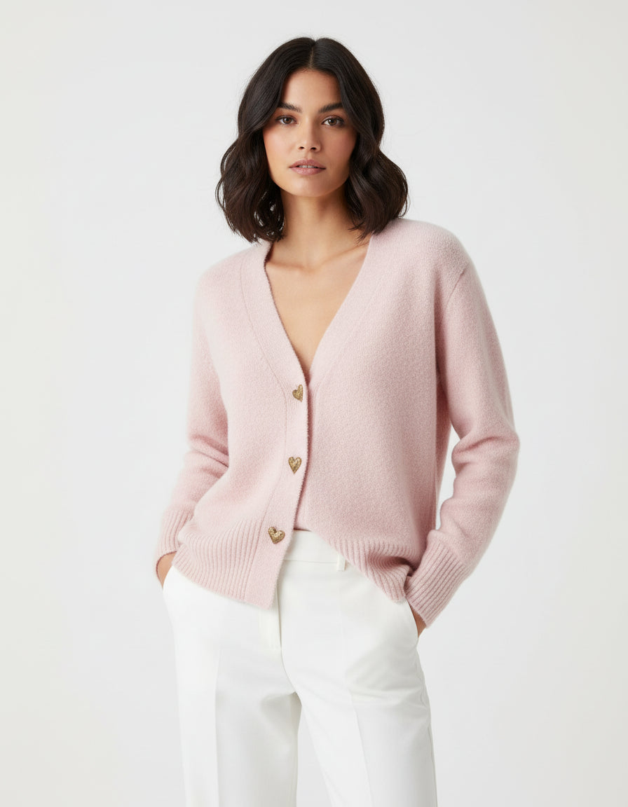 Women's Button-Front V-Neck Cardigan