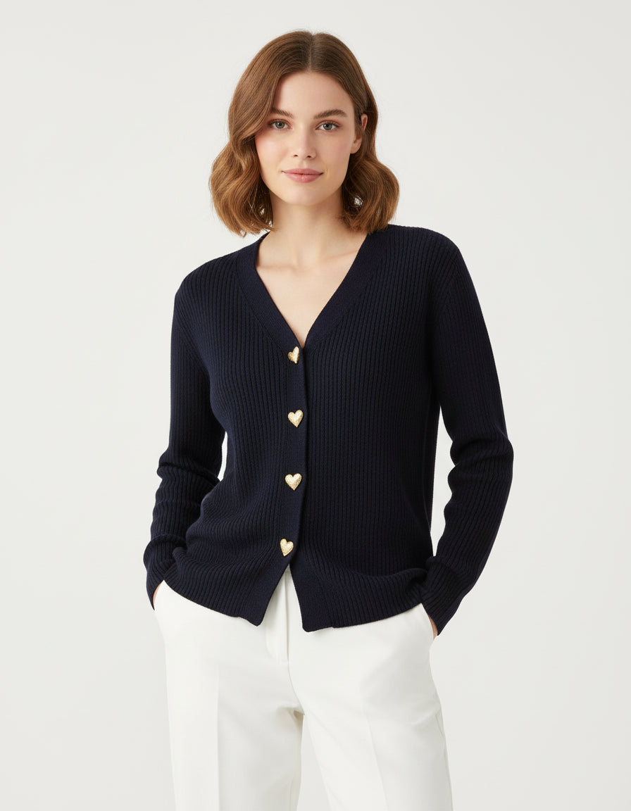 Women's Button-Front V-Neck Cardigan