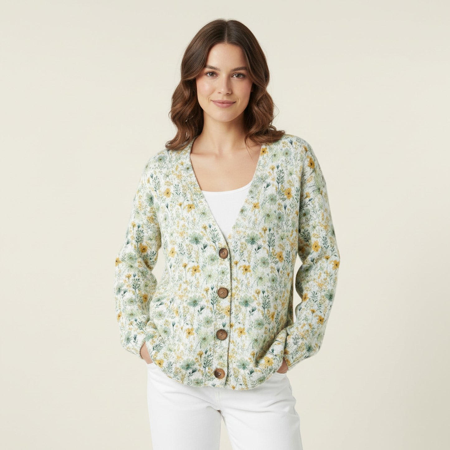 Women's Floral Button-Down Cardigan