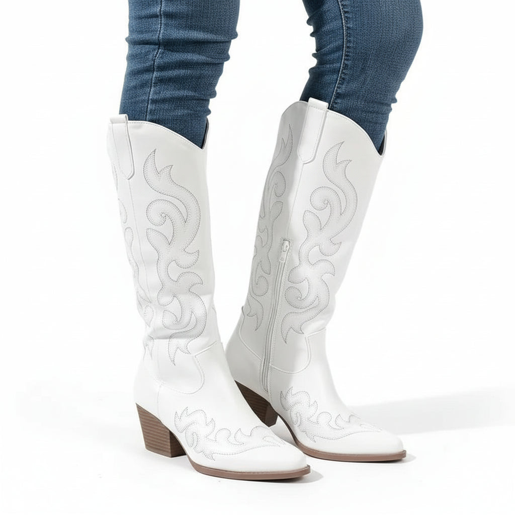 Women's Embroidered Knee High Cowboy Boots