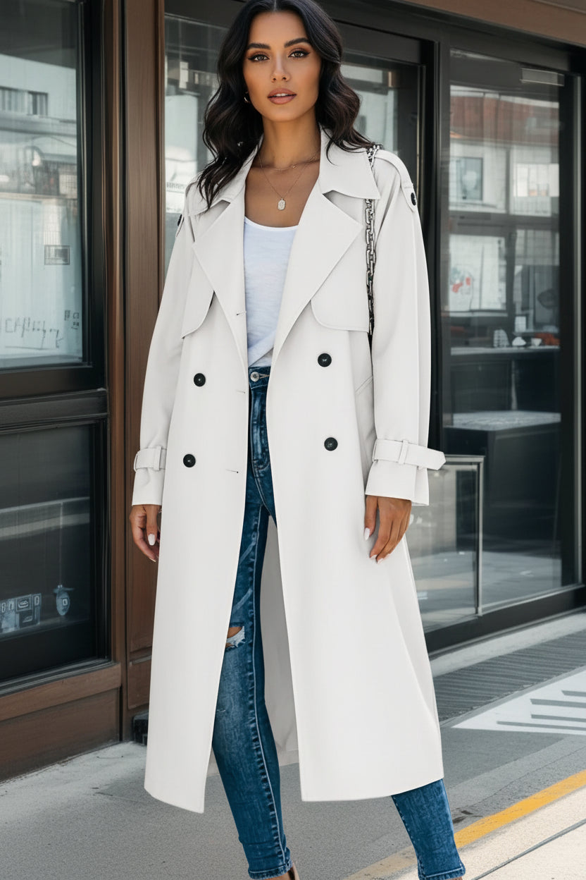 Women's Double-Breasted Long Trench Coat