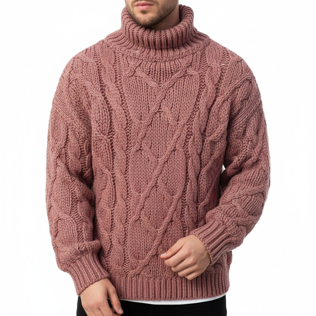 Men's Turtleneck Cable Knit Sweater