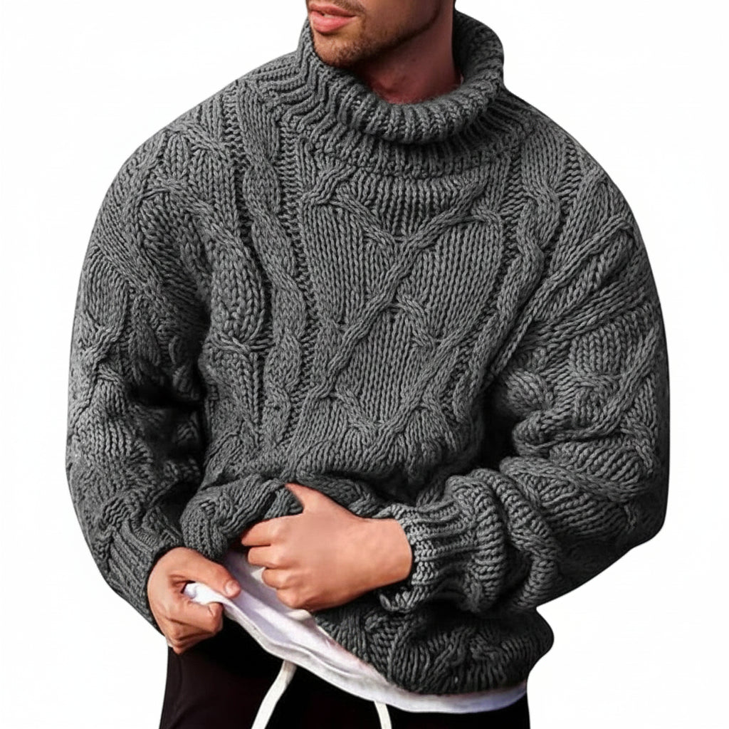 Men's Turtleneck Cable Knit Sweater