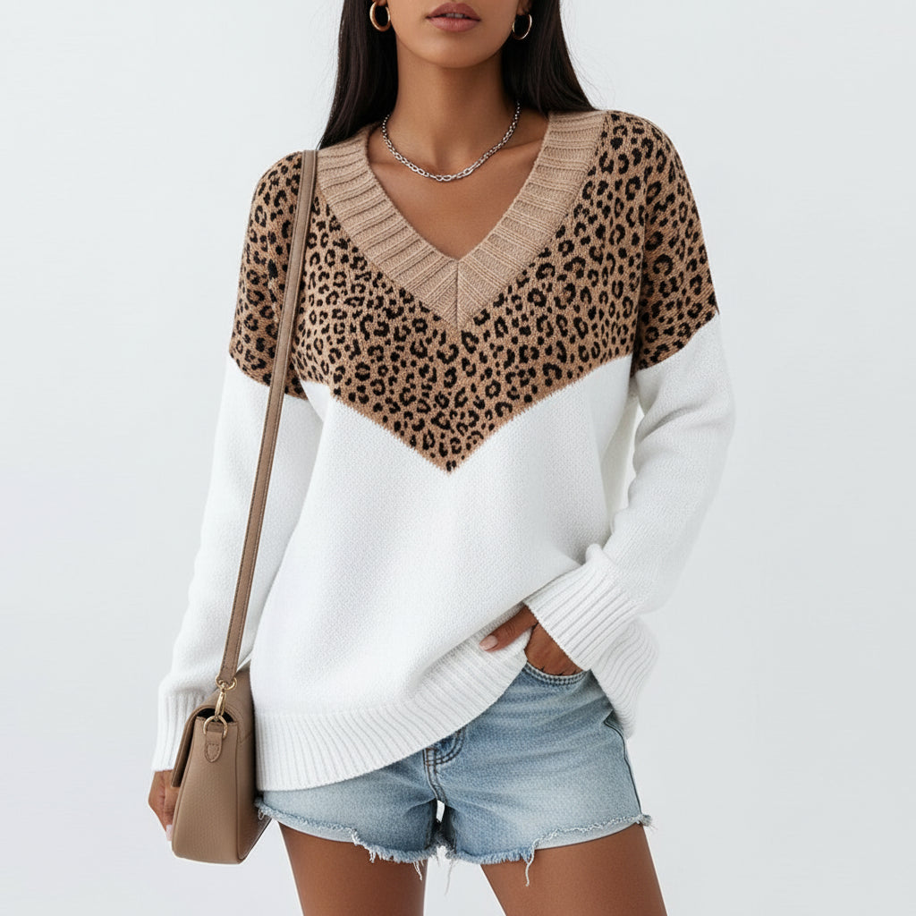 Women's Color Block V-Neck Sweater