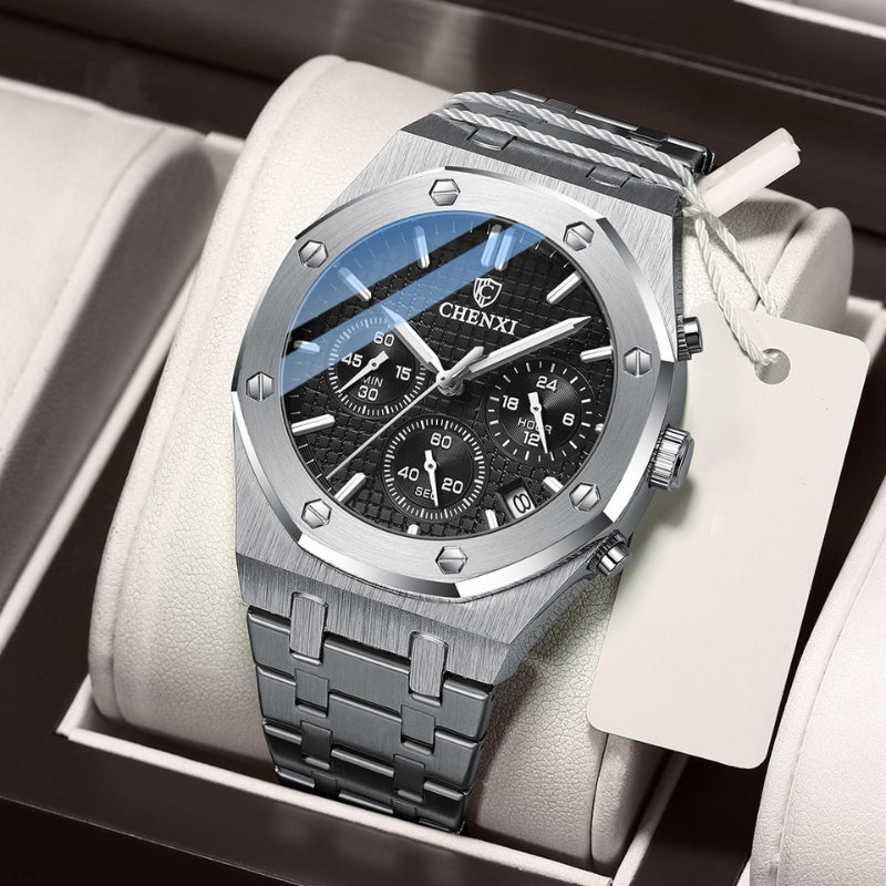 Round Dial Watch with Adjustable Steel Strap